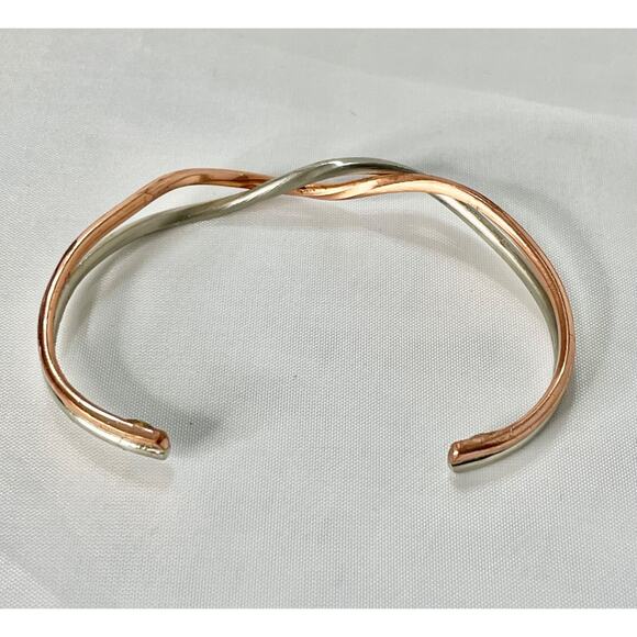 Sergio Lub "Life's Force" Magnetic Copper & Silver Signed Cuff Bracelet 6" - Picture 6 of 10